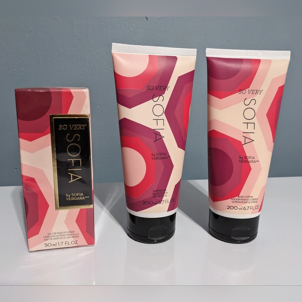 New sealed Avon So Very Sofia by Sofia Vergara set-body lotion,shower gel,parfum